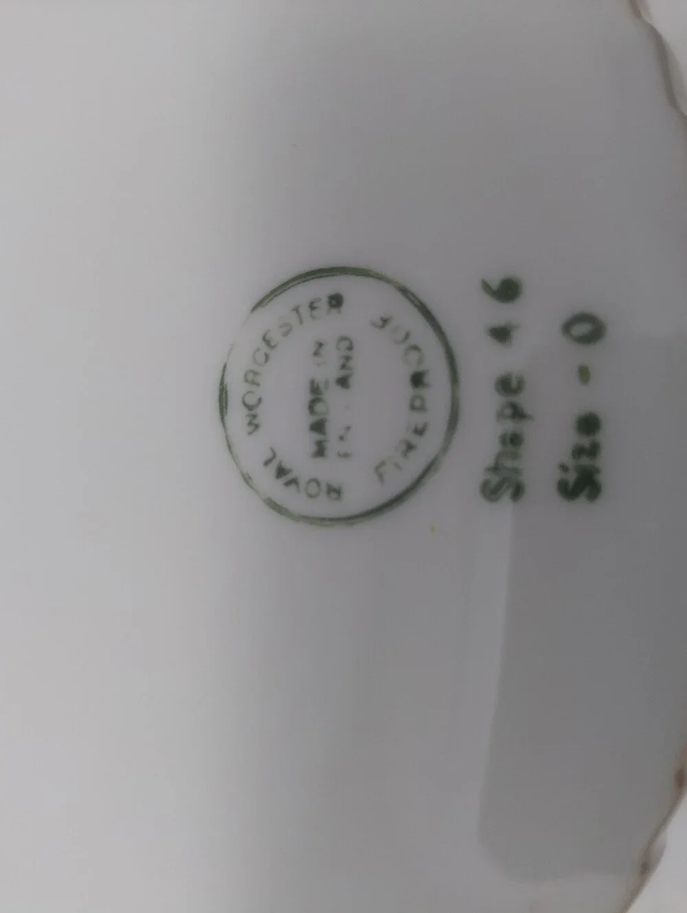 Royal Worcester Evesham White Porcelain Souffle Dish with Green and Gold Accents
